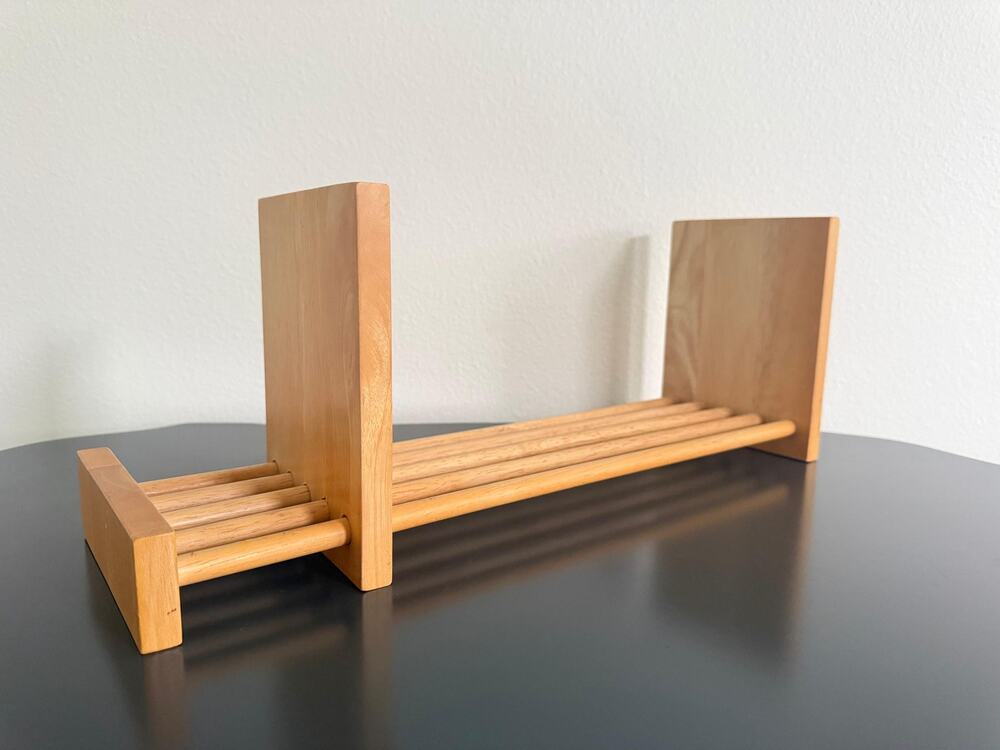 Vintage Midcentury Adjustable Wooden Book Rack